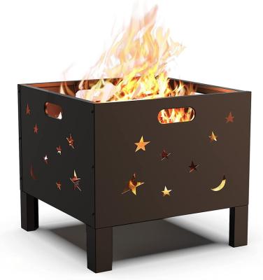 China 19.7 Inch Stocked Fire Pit , Outdoor Wood Fire Pit Square Iron Burning Pit for sale