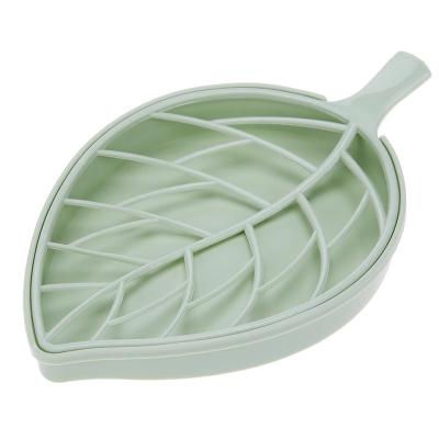 China Fashion Style Modern Leaf Shape Home Use Bathroom Plastic Soap Holder Storage Box for sale