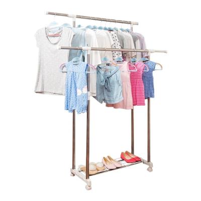 China Durable Heavy Duty Multifunctional Double Pole Telescopic Lifting Clothes Drying Hanger Rack for sale