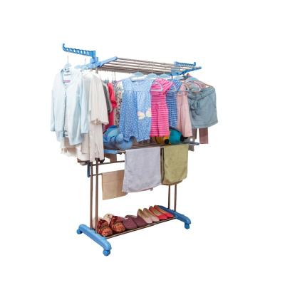 China Durable Multifunctional Portable 3 Tiers Stainless Steel Clothes Laundry Drying Rack Hangers For Cloths for sale