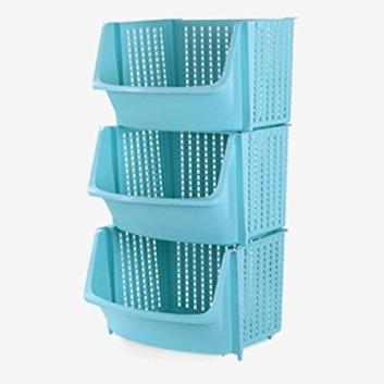 China Multilayer Functional Floor To Ceiling Plastic Viable Fruit Vegetable Basket 3-Pack Toy Storage And Storage Basket for sale