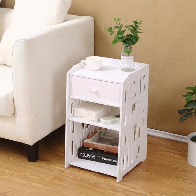 China White Modern Small Side Table Shelf Bedside Nightstand Table End Table White Shelf For Small Spaces 3 Tier Kids Open Shelf Book for sale