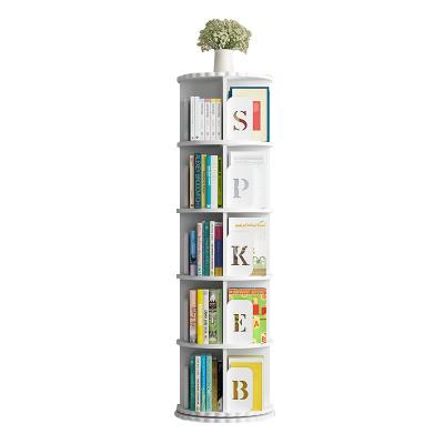 China Minimalist 360 Rotating White Bookshelf Kids Living Room Bookcase 5 Tier Kids Rotating Bookshelf for sale