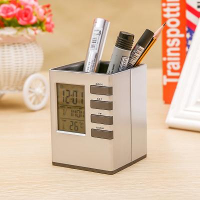 China Files Electronic Calendar Alarm Stand Pen Alarm Clock Control Backlight LED Sound Alarm Clock for sale