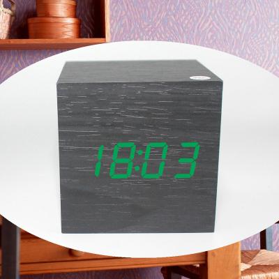 China LUMINOVA Black Wooden Clock Led Voice Alarm Clock Electric Digital Wall Clock for sale