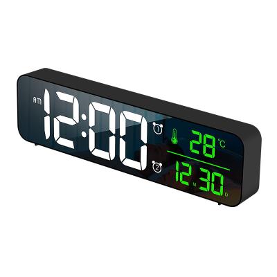 China Dropshipping LUMINOVA LED Wall Clock Music Alarm Temperature Display Smart Digital Pendulum for sale