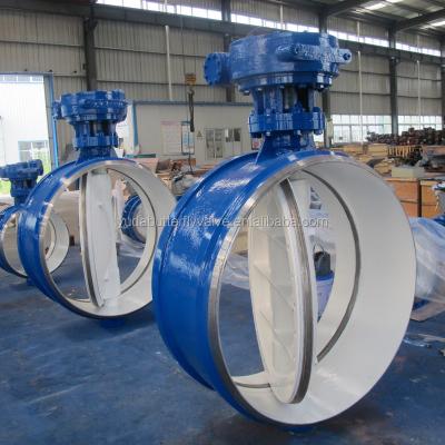 China General DN700 PN25 Medium Temperature Cast Iron Welded Triple Offset Butterfly Valve for sale