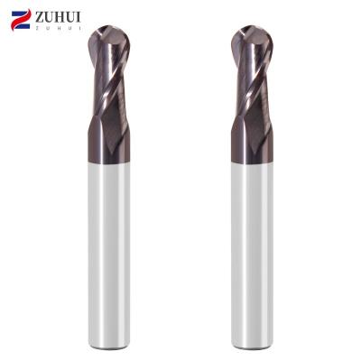 China CNC Milling Machining CNC Cutting Milling Tool Hrc45/55/65 2 Flutes Solid Carbide Ball Nose End Mill For Stainless Steel, Plastic, Aluminum for sale