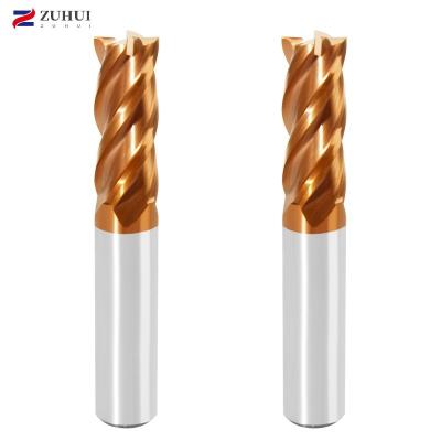 China CNC Machining Milling HRC 55 HRC 60 4 Flute Solid Carbide End Mill for sale