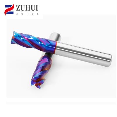 China CNC 10% Discount Factory Price Tungsten Carbide Corner Radius Milling Solid Blue Coating End Mill Hrc65 for sale