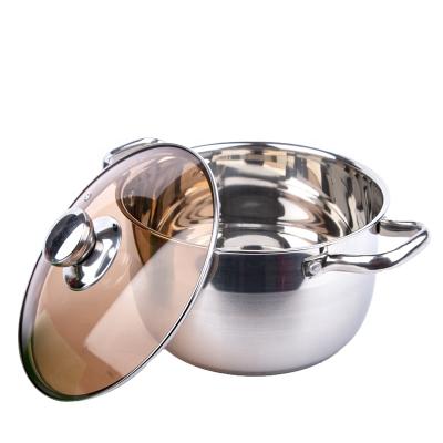 China 2021 Sustainable Hot Sale Home Soup Pot 20cm Stainless Steel Soup Pot With Brown Glass Cover for sale