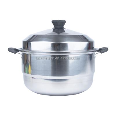 China Sustainable 30cm Stainless Steel Soup Pot With Steamer Two Ear Wholesale Home Soup Pot for sale