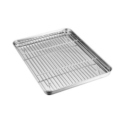 China Can Be Used For Home High Quality Food Grade Stainless Steel Baking Tray With Rectangular Baking Dish Rack Set for sale