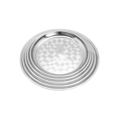 China Kitchen Wholesale Ccstomizable Round Stainless Steel Trays With Checkered Metal Food Tray Tray for sale