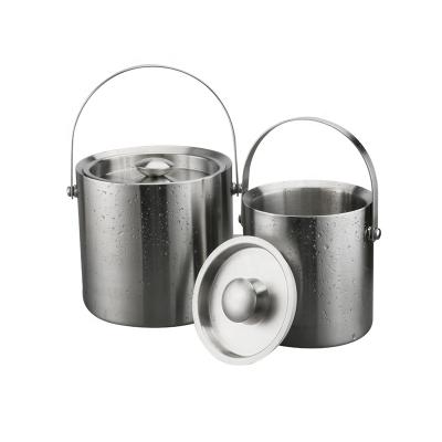 China Lucky Factory Direct Wholesale 2L/3L Mini Silver Double Wall Party Stainless Steel Wine Vintage Champagne Viable Ice Buckets With Lid for sale