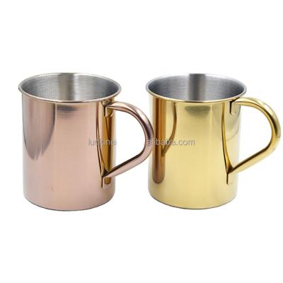 China Manufacturers Disposable Head Creative Stainless Steel Border Handle Copper Plated Beer Mug Camping Cup Coffee Mug Can Be Customize for sale