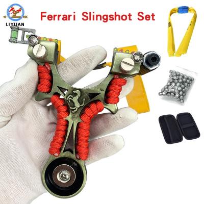 China Hot Fe rrari luxury slingshot set strong magnet metal slingshot Fe rrari rubber shooting infrared horse (the set) for sale