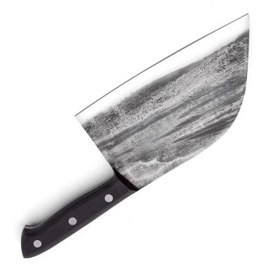 China Viable Handmade Forged High Carbon Plated Steel Serbian Chef 7 Inch Kitchen Cleaver Filleting Slicing Wide Butcher Knife for sale