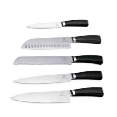 China 5 Pcs Sustainable Stainless Steel Kitchen Knife Set With Black Wood Handle Chef Knife Sande Dao for sale