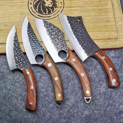 China 16 Pcs Viable Manual Knife Kitchen Knife Bone High Carbon Steel Forging Knife With Wooden Handle Can Be Customized for sale