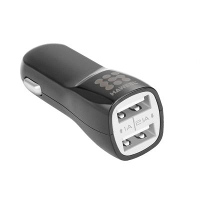 China High Quality Mobile Phone Dual USB Ports 2.1A+1A Car Charger (Black) for sale