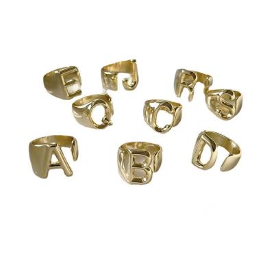 China CLASSIC 26 Letter Open Ring Gold Plated Fashion Adjustable Hand Jewelry for sale