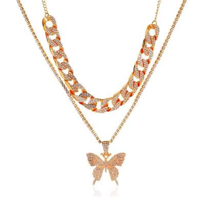 China Crystal Butterfly Necklace Popular Choice Modern Popular Modern Romantic Chains Necklaces Butterflies Gold for sale