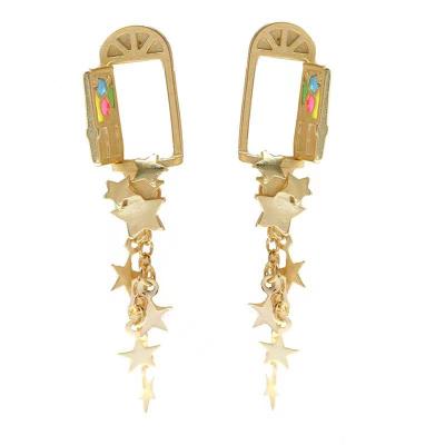 China Vintage Cute Magic Door Ear Clip Three Dimensional Five Star Jewelry for sale