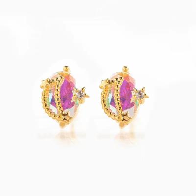 China Cute Luxurious Design Planet Style Colorful Copper With 18k Gold Plated Earring for sale