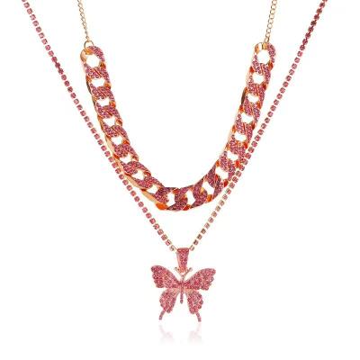 China Direct Selling Classic Gold Butterfly Necklace Lovely Romantic Butterfly Pendant Necklace Ex-factory Price for sale