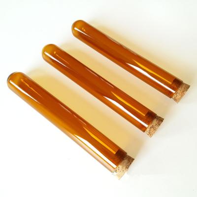 China Hot sale borosilicate amber food packaging glass test tube with cork for light avoidance for sale