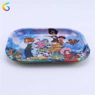 China Fasion Spill Proof Rolling Paper Accessories Custom Decorative Metal Rolling Smoking Tray for sale