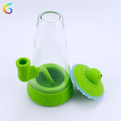 China Sui Generis Ufo Model Silicone Pedestal Pipa de Fuma Dry Herb Glass Bubble Pipes Modern Smoke for sale