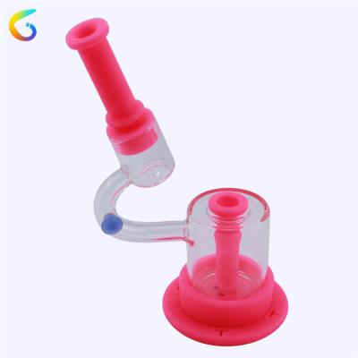 China Modern Phosphorescence Twinkle Glow in Dark Silicone Dab Rig Glass Bubbling Smoking Pipes for sale