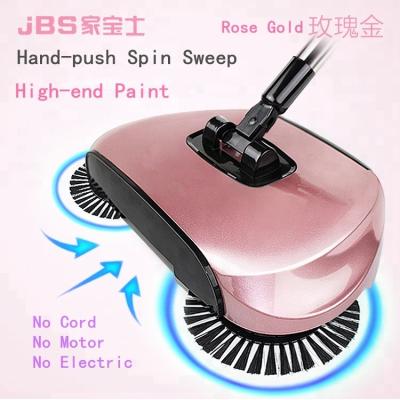 China Home High-End Automatic Magic Hand Push Sweeper Broom Household Cleaner Without Gold Electricity Dustpan Trash Can Rose for sale