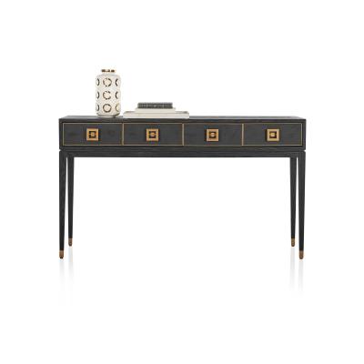 China Modern luxury classic gray oak square paneling top console table with drawers luxury living room furniture set for sale