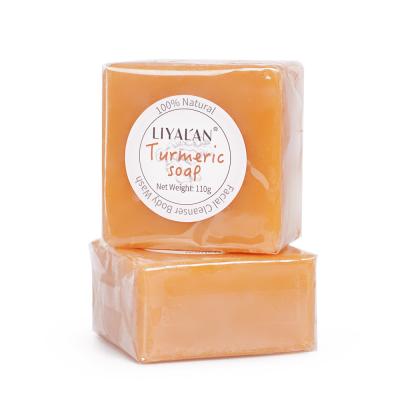 China Handmade Soap Turmeric Glycerin Turmeric Base Deep Cleansing Bleaching Whitening Soap Organic Skin Care Bath Soap for sale