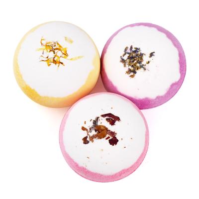 China Hotel Spa Home Spa Private Label Flower Bubble Bath Balls Lavender Organic Rose Bath Bomb Scented Bath Bombs for sale