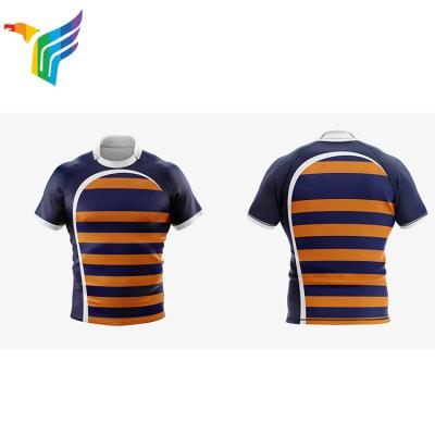 China Antibacterial Striper OEM Short Sleeve Antibacterial Cotton Heavy Rugby Tank Top 100% Pink and Navy Blue for sale