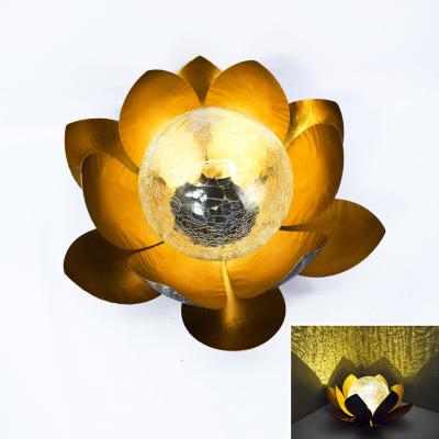 China Best Outdoor Garden Backyard High Garden Outdoor Garden Decoration Light Solar Iron Lotus Lamp Waterproof Solar Powered Lawn for sale