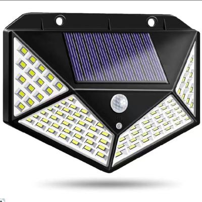 China 100LED Garden Waterproof Wall Lamp 4 Side Outdoor Solar Lighting Motion Sensor Led Backyard Garden Solar Lighting Staircase IP65 Waterproof for sale