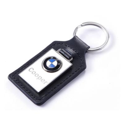 China Decoration Black Leather Key Chain With Car Brand Logo / PU Key Chain With Custom Logo You Want for sale