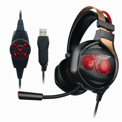 China High Quality Gaming Earphone Over Ear USB Gaming Handsfree Cable Headset With Microphone for sale