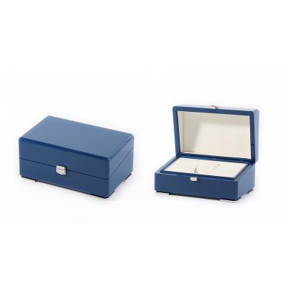 China Piano lacquer/Solid wood/PU leather/metal blue wood watch storage box luxury wooden watch box supplier solid wooden gift watch box organizer for sale