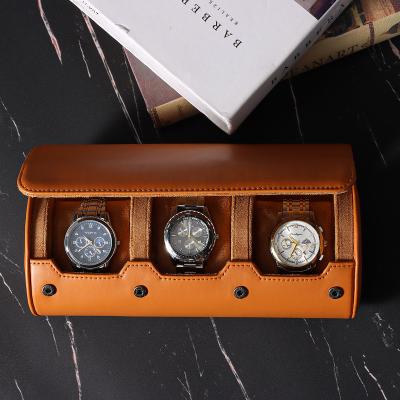 China PU/PVC/genuine leather/Superior velvet Customized PVC PU genuine leather luxury watch roll travel case watch leather roll Green Blue orange single watch roll for sale