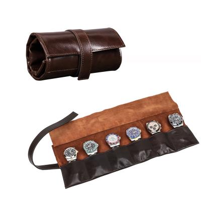 China PU/PVC/genuine leather/Superior velvet wax leather watch pouch 6 slots watch travel pouch pvc pu watch pouch for sale