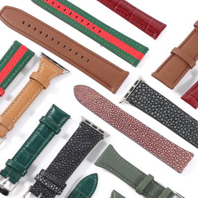 China Breathable genuine calf leather watch straps watch for men leather strap luxury italian leather watch strap for sale