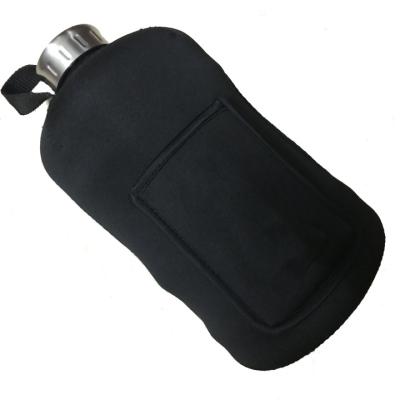 China Durable Insulated Black Neoprene Buzzer Water Bottle Carrier Cover Bag Holder Strap Pouch for sale