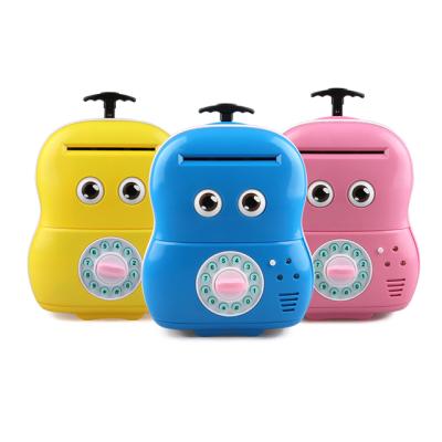 China Cute Creative Electronic Plastic Piggy Bank Suitcase Piggy Bank Safe Compartment With Password for sale