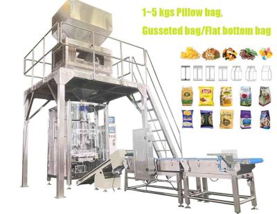 China 5 kg/zak Volledig automatische granulatenverpakkingsmachine met vier emmers lineaire weegmachine Te koop